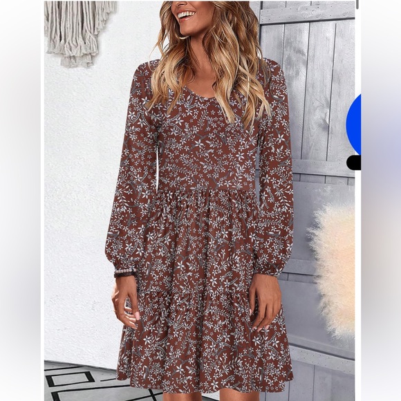 HOTOUCH WOMEN’S CASUAL A-LINE LONG SLEEVE SLEEVE DRESS - Picture 2 of 8